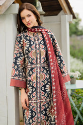 JAZMIN - 3PC KHADDAR PRINTED SHIRT WITH KHADDAR PRINTED DUPATTA AND TROUSER - HZU2510